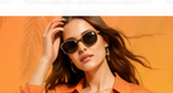 Turuncu kıyafetli kadın model